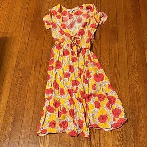 & Other Stories Print Midi Wrap Dress